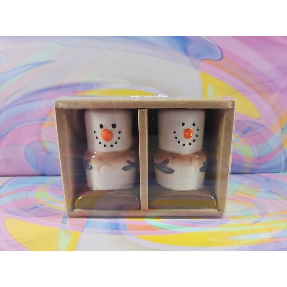 Amici Home Marshmallow Snowman Salt and Pepper Shakers, New Christmas Decor